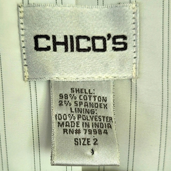 Chicos Beige Cotton Stretch Dress Open Front Vest - Picture 3 of 6